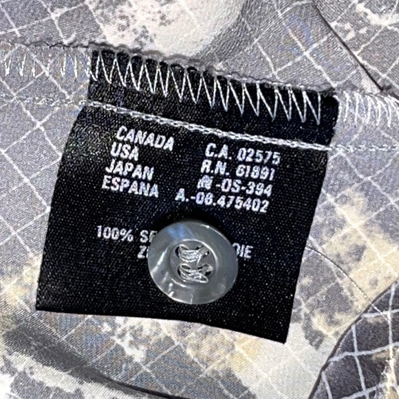 Escada (34 EU) 100% silk vintage shirt with abstract grey & ivory pattern - Picture 5 of 15